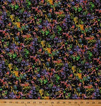 Cotton Paint Splatter Multi-Color Splotches Black Fabric Print by Yard D650.12 - £11.14 GBP