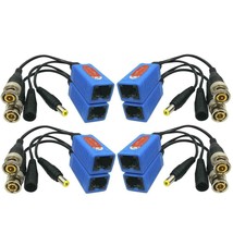 4 Pair Passive Video Balun Bnc To Rj45 Adapter With Power, 1080P-8Mp Surveillanc - £49.19 GBP