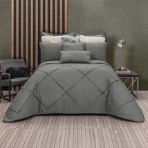 Hamburgo Gray Solid Color Embroidery Elegant Duvet Set 9 Pcs King Size - £126.43 GBP