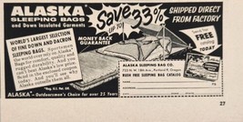 1958 Print Ad Alaska Sleeping Bags &amp; Down Insulated Garments Portland,Oregon - £7.33 GBP