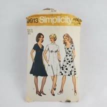 Vtg Simplicity Sewing Pattern #9913 Misses&#39; Dress with 3 Necklines Cut Complete - £5.44 GBP