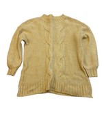 Aerie Happy Place Pale Yellow Oversized Cable Knit Sweater Wool Blend Si... - $13.61 CAD