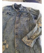 Victorious  Blue Denim Jacket with Rips  100 % Cotton - Size Large - $18.70