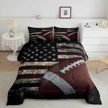 American Flag Bedding Set, Boys Football Comforter Set Full Soccer Sports Games  - £73.53 GBP