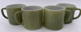 Heat Proof Shield Federal Glass Green Milkglass Set of 4 Coffee Tea Mug   - £20.96 GBP