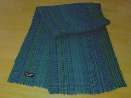 Vtg. Lasse Vavare Stockholm Wool SCARF-GENTLY WORN-WOVEN BLUES/GREENS-WARM/NICE - £18.26 GBP