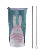 Mondxflaur Rabbit Animal Steel Thermal Mug Thermos with Straw for Coffee - $29.37 CAD