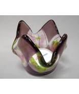 Candle Cup Amethyst Dreams Fused Glass Tea Light Holder Trinket Dish - $27.00