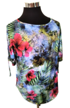 Leo &amp; Nicole Knit Pullover Top  Women&#39;s Size Snall Multicolor Tropical F... - $14.85