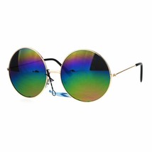 Rainbow Mirror Lens Sunglasses Womens Oversized Round Circle Metal Frame - £8.80 GBP