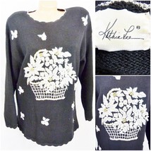Kathie Lee Vtg Medium Black Ugly Christmas Sweater - £24.48 GBP