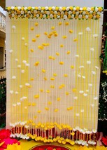 White Decoration Backdrop Panel With artificial floral Strings Party Bac... - £31.51 GBP