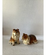 Napcoware Japan Vintage Collie Dog Salt &amp; Pepper Shakers Porcelain Souve... - $29.69