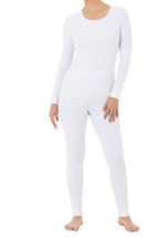 Women’s M Medium Waffle Thermal 2 Pc Pajama Set Long Sleeve Top Pants White - £15.06 GBP