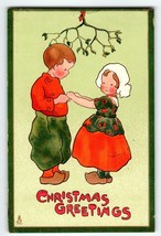 Christmas Postcard Boy Girl Dutch Children Ivy M. James Series 522 Tuck 1912 - £13.65 GBP