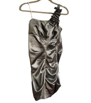 Juno Party Cocktail Dress Silver Metallic One Shoulder Bodycon Size M - £31.64 GBP