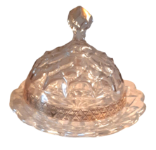 Glass Dome Cloche w Base Gold Rimmed Vintage Heavy Cheese Desserts Serving  - £37.37 GBP