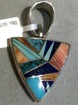 Inlay Reversible Sterling Silver Pendant, Native American, New  - $255.00