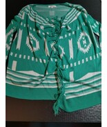 Umgee Womens Sweater Size Small Green Southwest Print Fringed Sweater - €12,70 EUR