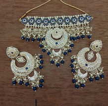 Joharibazar Gold Plated Kundan Islamic Ramdan Chokker Earrings Jewellry Setb - £39.95 GBP