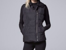 Simply Vera Vera Wang Sherpa Collar Puffer Jacket Vest M Medium - $59.38