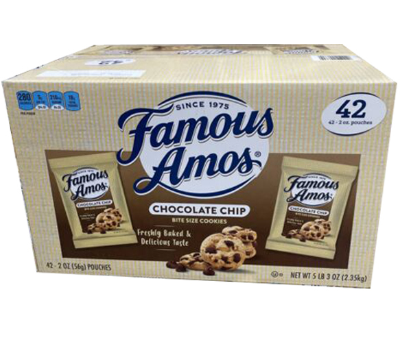 Famous Amos Chocolate Chip Cookies (42-2 oz Pouches) Bite-Size Cookies  - £40.73 GBP