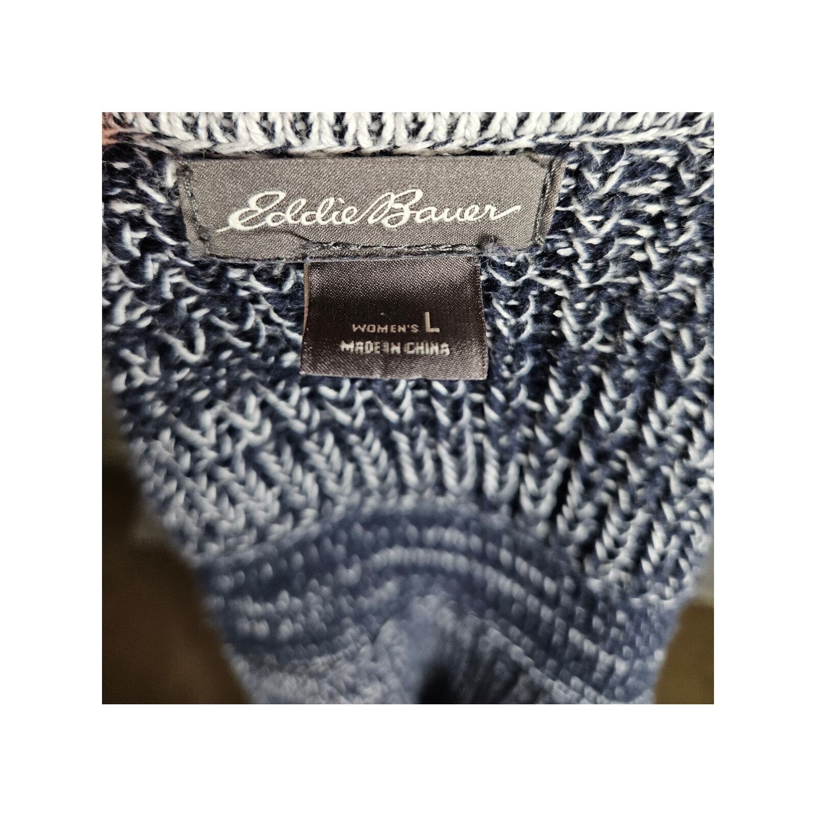 Eddie Bauer Women's Cardigan Sweater Large Gray White Ombre Blend Item image 7