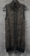 Rachel Roy Sweater Dress Womens Large Black Brown Striped Stretch Wool Fitted - £20.07 GBP