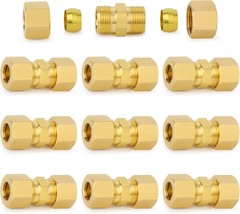 Chillwaves Brass Compression Tube Fitting, 3/16&quot; Od X 3/16&quot; Od, 10-Pack - £23.74 GBP