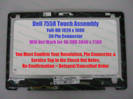 Dell Inspiron 7558 Touch Screen LCD Assembly Bezel 15.6&quot; 6Y0KK LTN156HL08-201 - £96.37 GBP