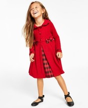 MSRP $74 Rare Editions Toddler Metallic Coat Buffalo Check Dress Set Red Size 2T - $41.58