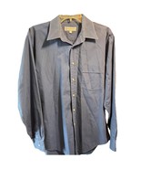 Yves Saint Laurent Shirt Adult 16 34/35 Solid Blue Long Sleeve Button Up... - $61.13 CAD