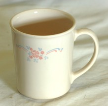 Corelle Corning Flat Cup Mug Pink Blue Floral Band USA - £9.94 GBP