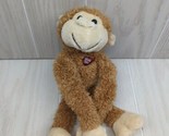 DanDee Brown beige cream Plush monkey hanging arms HUG ME chest heart - $10.39