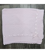 Vintage Sprockets Mervyns Baby Blanket Pink Sweater Knit Ribbon Trim Ros... - $54.40