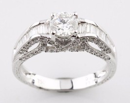 1.08 Carat Round Diamond Solitaire 18k White Gold Engagement Ring Size 6 - £2,843.07 GBP