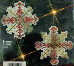 Snowflake Beaded Needlepoint Kit Ornament Perforated Plastic 14 Ct MAKES... - £9.73 GBP