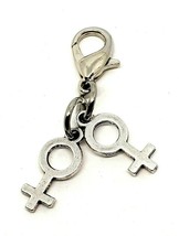 Double Venus Charm Keyring Lgbt Clip on Lesbian Couple Woman Pride Rainbow - £3.40 GBP