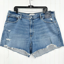 Abercrombie Fitch Shorts Womens 34 18 Mom High Rise 4&quot; Curve Love Blue D... - $27.99