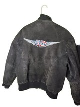 NO FEAR Vintage 90s Suede Leather Flight Bomber Jacket Mens All American Vintage - £79.89 GBP