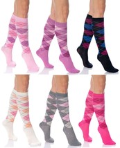 Over the Calf Combed Cotton Socks for Women Colorful Patterned 6 Pairs size 9-11 - £13.67 GBP