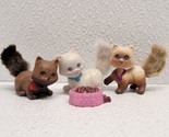 Vintage Littlest Pet Shop 3 Cats &amp; Food Dish from Water Garden Kitties 1995 - $24.65
