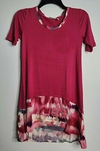 LOGO Lori Goldstein Pink Top XXS Short Sleeve Tunic Shirt Blouse Tie Dye... - £15.71 GBP