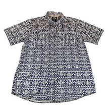 XRAY Jeans Shirt Mens Large Blue White Short Sleeve Slim Fit Patterned C... - $17.99