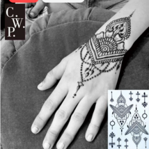 Traditional Black with Triangle and Mandela Pattern Temporary Tattoo - $7.00