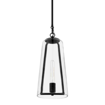 Home Decorators Desmond 60W Modern Black 1-Light Pendant with Smoke Glass Shade - £35.85 GBP