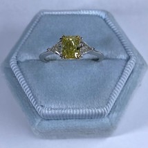 3 Piedra GIA 1.41 TCW Intenso Amarillo Almohadón Diamante Compromiso Anillo 18k - £4,707.91 GBP