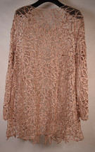 Womens Evening Crochet Jacket Mauve Pink Sequin Mewl Ribbon Flower Design  - $148.50