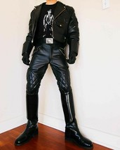 Men&#39;s Black Real Genuine Leather Pant Motorcycle BLUF Breeches Jeans Tro... - $114.95