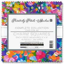 5&quot; Charm Pack Squares - Painterly Petals Meadow Kaufman Cotton Fabric M520.36 - £10.34 GBP